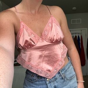 Satin pink top